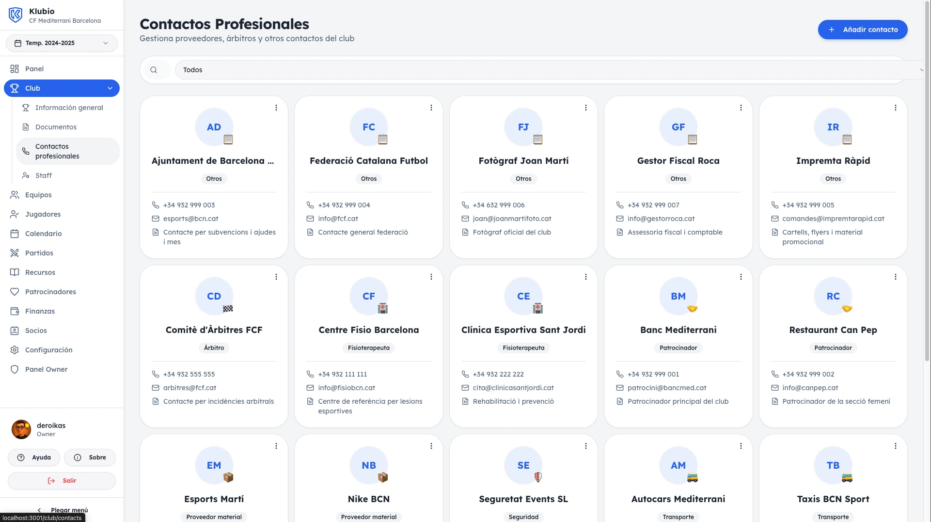 Contactos profesionales en Klubio